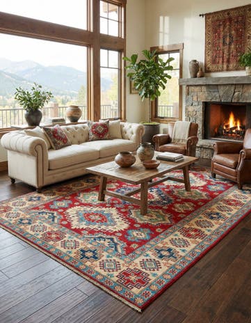 6' 10 x 9' 9 Hand Knotted Kazak Rug