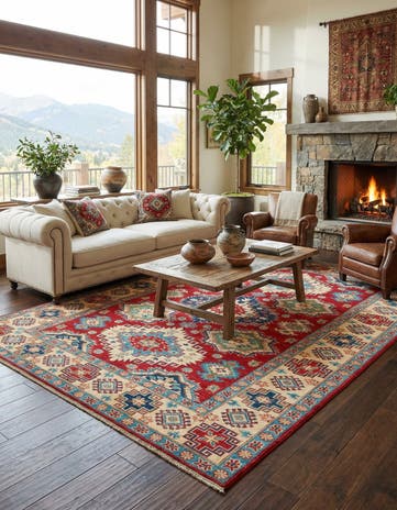 6' 10 x 9' 9 Hand Knotted Kazak Rug