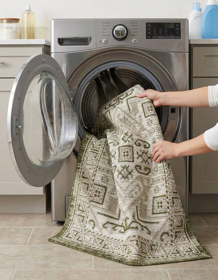 Detail image of 2' x 3'  Washable Aztec Indoor / Outdoor Rug