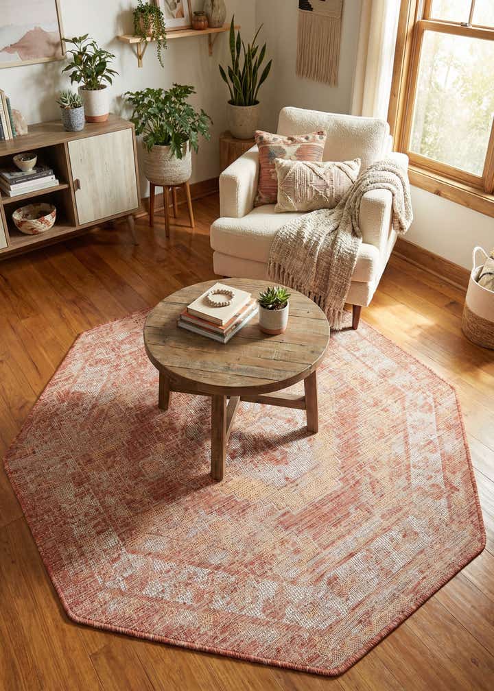 5' 3 x 5' 3 Easy-Clean Traditional Indoor / Outdoor Octagon Rug