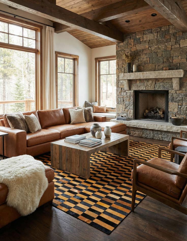 Detail image of  4' 11 x 8' Cowhide - Patchwork Rug