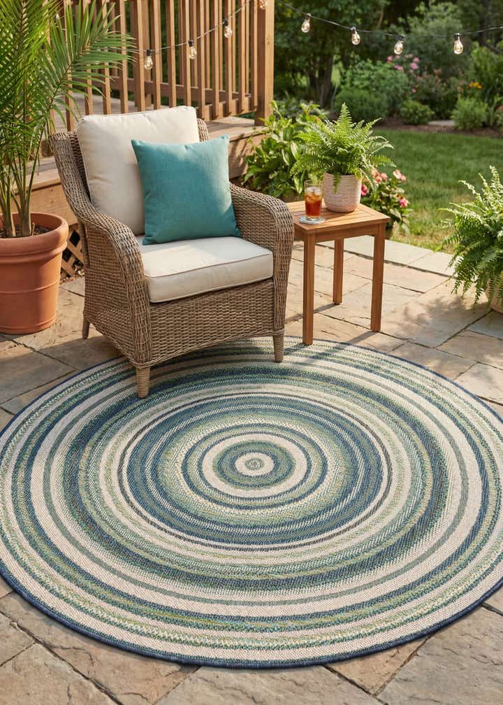 5' 3 x 5' 3 Easy-Clean Baja Indoor / Outdoor Round Rug