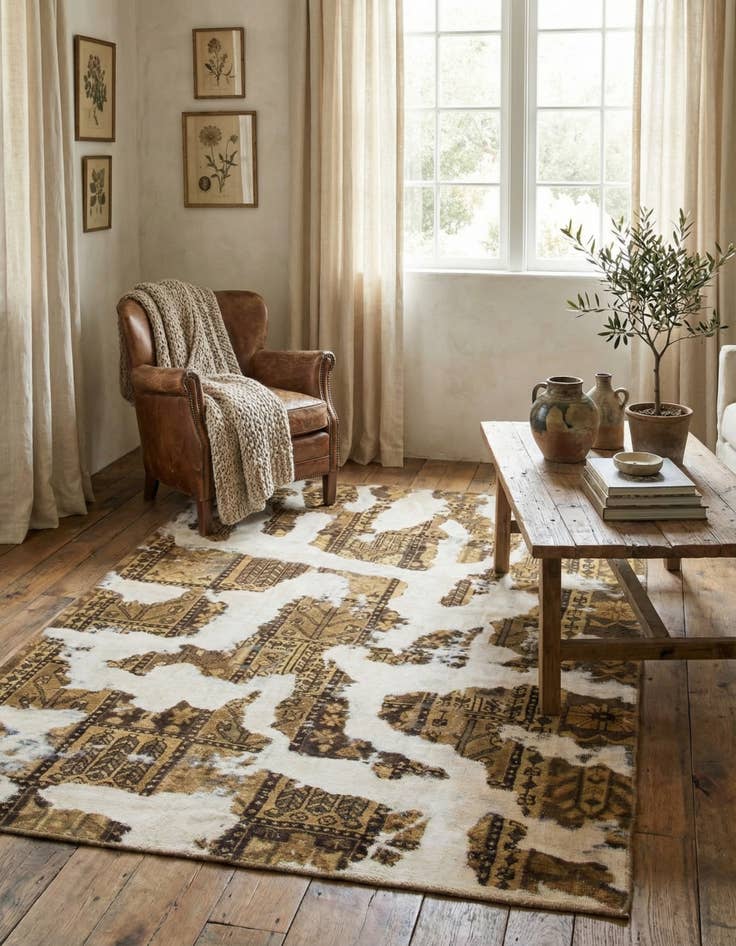 Detail image of 5' 2 x 7'  Hand Knotted Ultra Vintage Persian Wool Rug