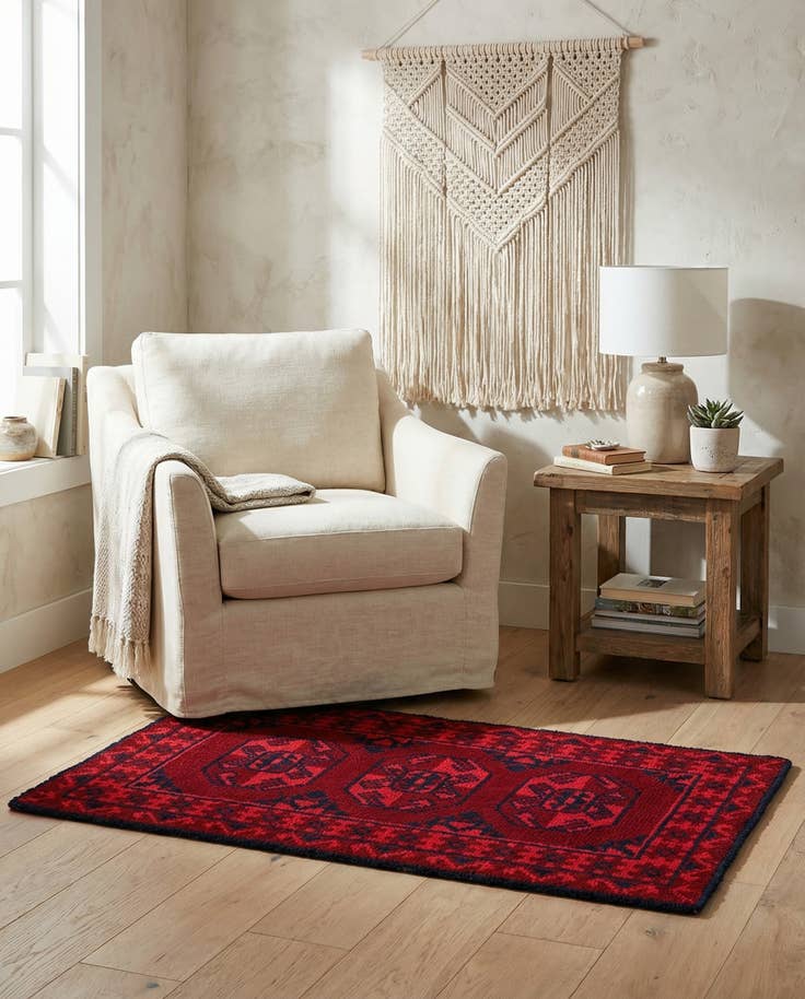 Detail image of 2' 7 x 4' 4 Hand Knotted Moroccan Wool Rug