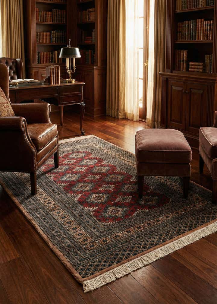 4' 2 x 5' 11 Hand Knotted Bokhara Oriental Wool Rug