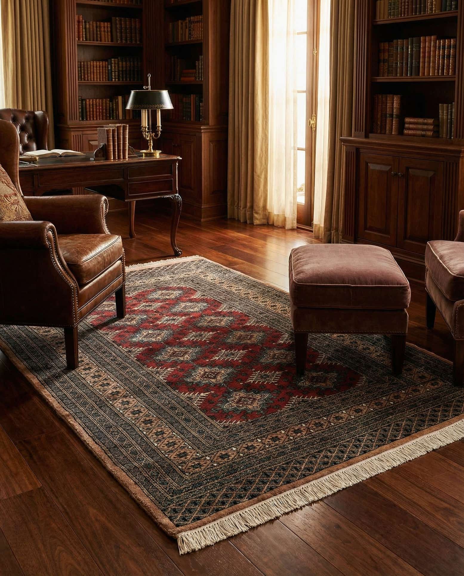 4' 2 x 5' 11 Hand Knotted Bokhara Oriental Wool Rug