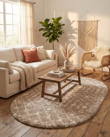  5' 3 x 8' Moroccan Trellis Shag Oval Rug