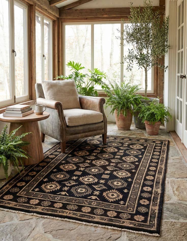 Detail image of 4' x 5' 9 Hand Knotted Balouch Wool Rug