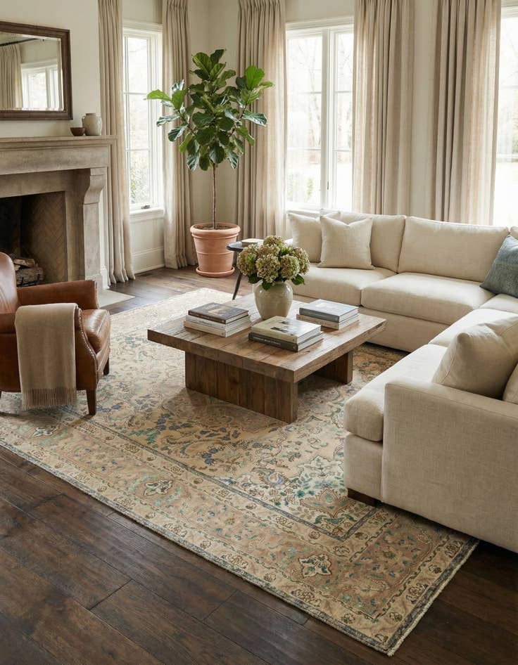 Detail image of 9' 9 x 12' 6  Hand Knotted Ultra Vintage Persian Wool Rug