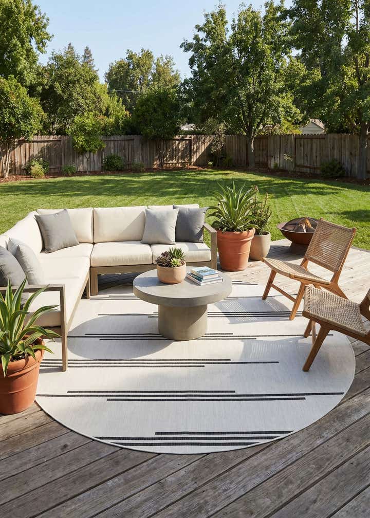 12' x 12' Easy-Clean Modern Indoor / Outdoor Round Rug