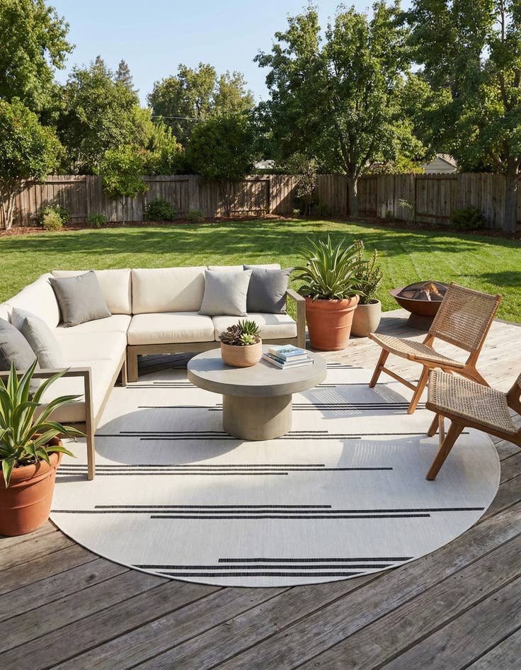 Detail image of 12' x 12'  Washable Modern Indoor / Outdoor Round Rug