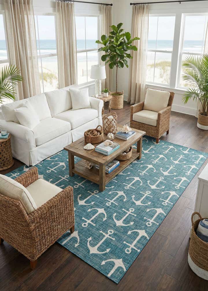 10' x 13' Easy-Clean Coastal Indoor / Outdoor Rug