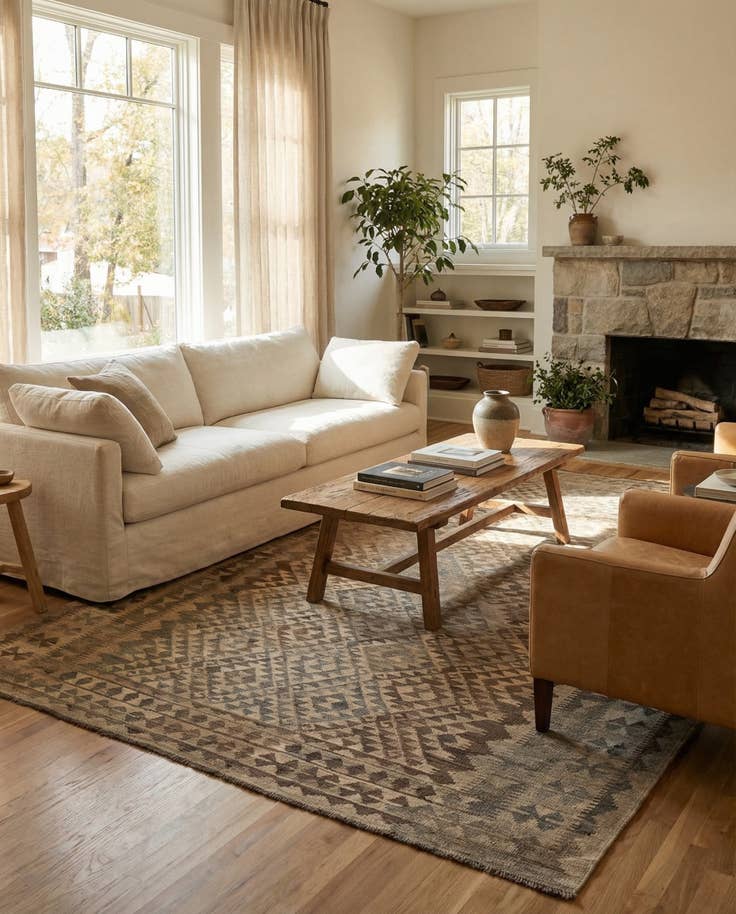 Detail image of 6' 6 x 10' 3 Hand Woven Kilim Maymana Wool Rug