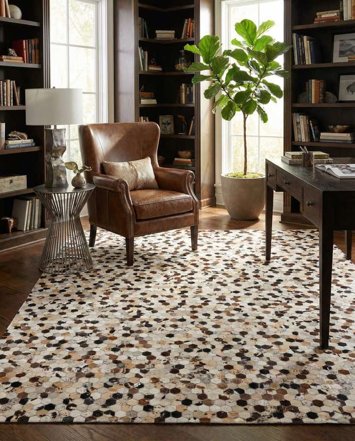 8' x 9' 10 Cowhide Leather Rug