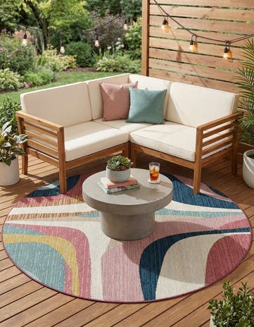 5' x 5' Easy-Clean Modern Indoor / Outdoor Round Rug