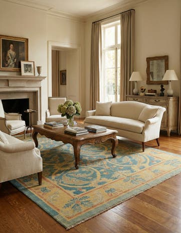 10' 2 x 14' 3 Hand Knotted Oushak Wool Rug