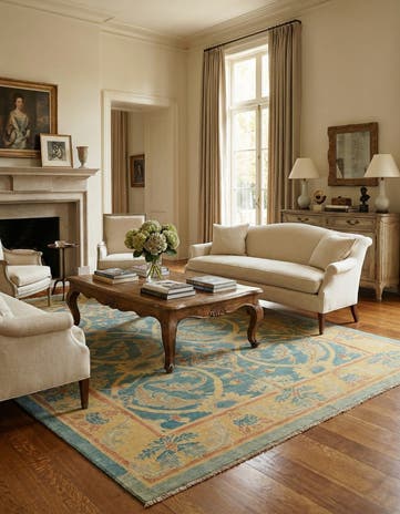 10' 2 x 14' 3 Hand Knotted Oushak Wool Rug