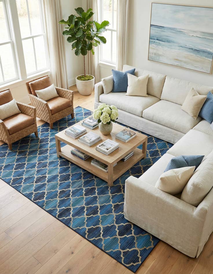 Detail image of 8' x 11' 4  Washable Trellis Indoor / Outdoor Rug