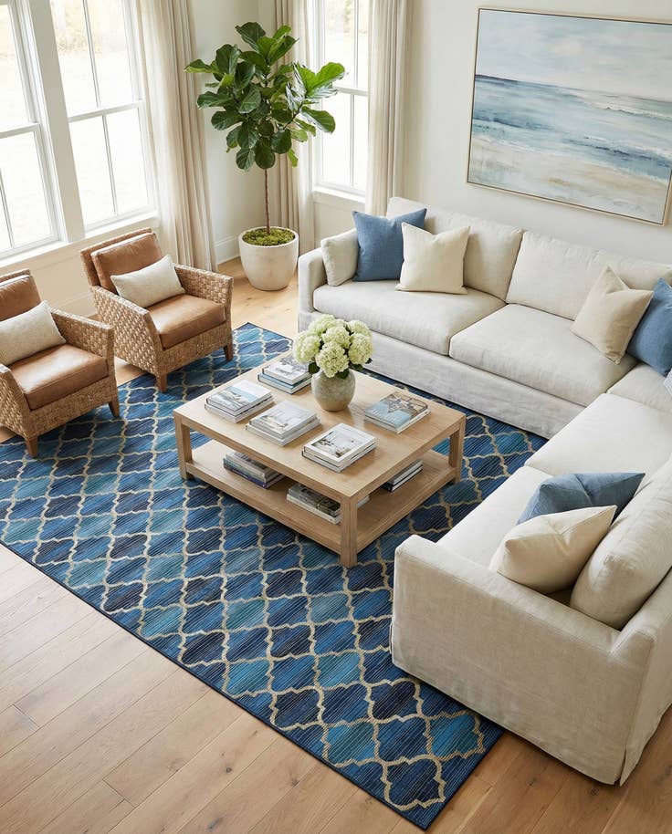 Detail image of 8' x 11' 4 Easy-Clean Trellis Indoor / Outdoor Rug