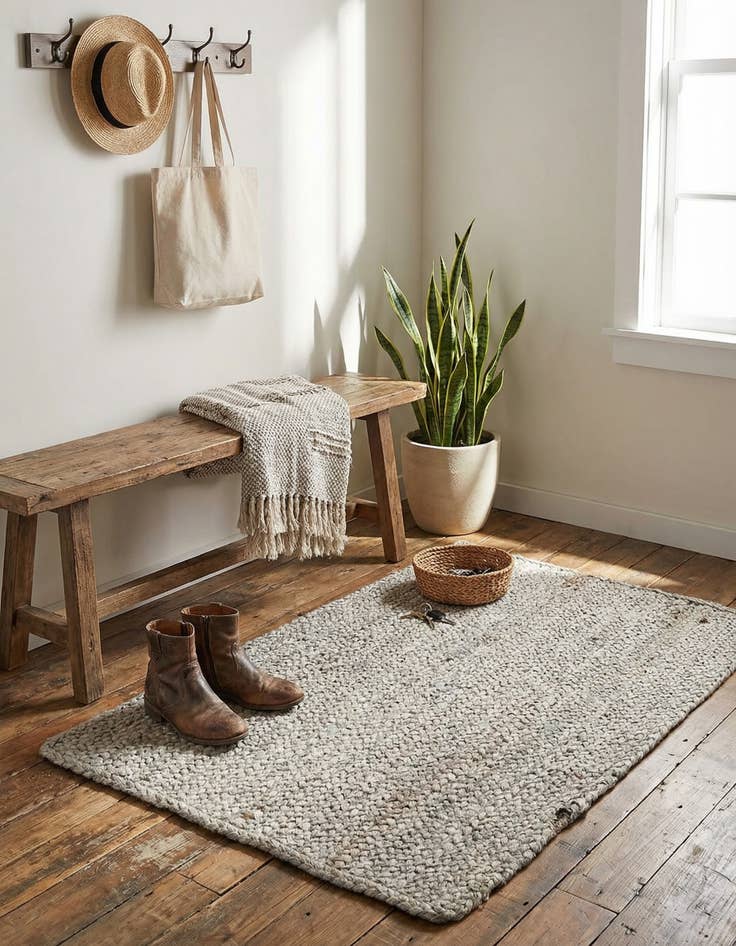 Detail image of  2' x 3' 1  Hand Braided Jute Rug