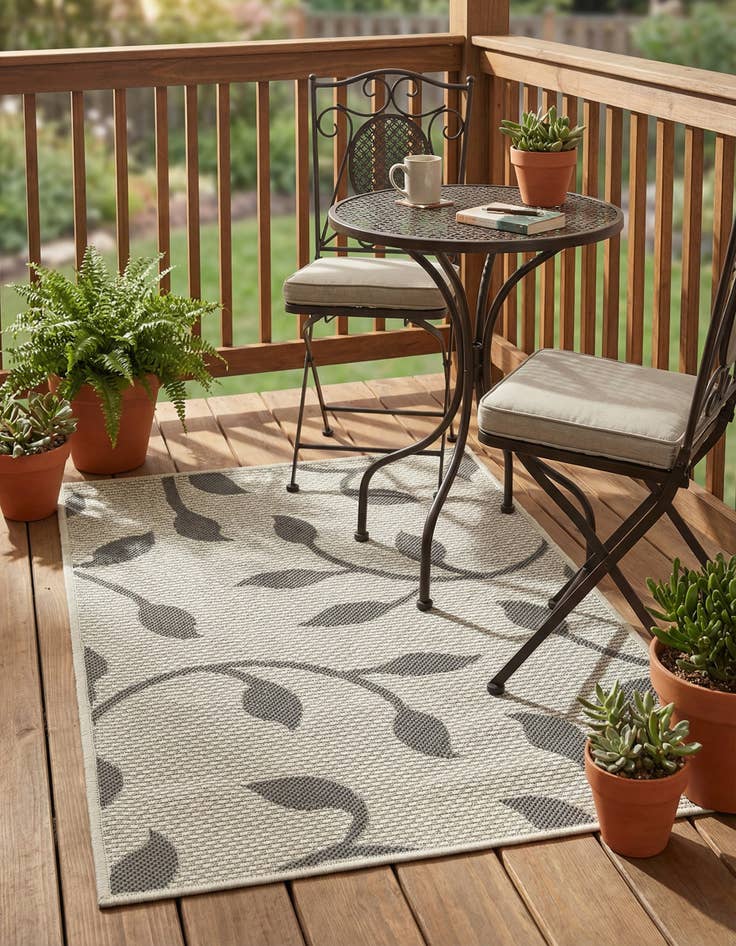 Detail image of 2' 2 x 3'  Washable Botanical Indoor / Outdoor Rug