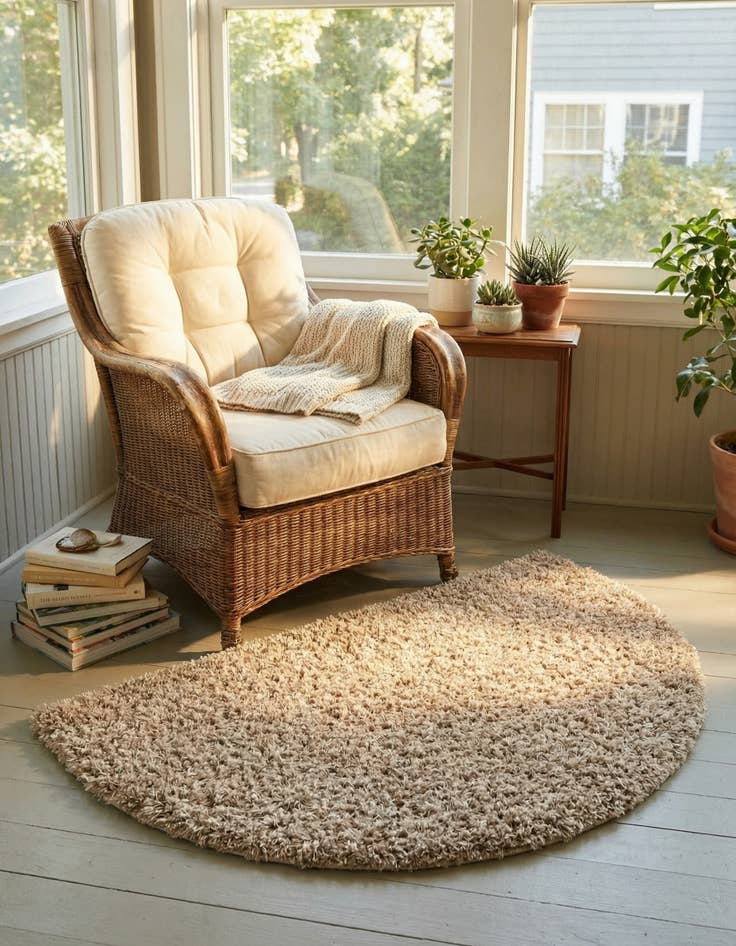 Detail image of 2' 7 x 4' Solid Shag Hearth Rug