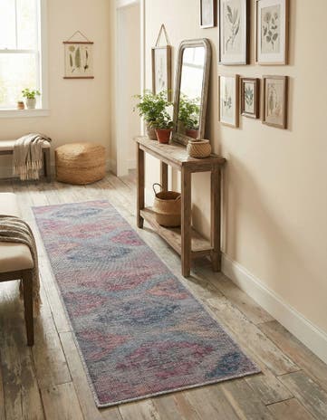 Antique Blue Washable Sisu Runner Rug