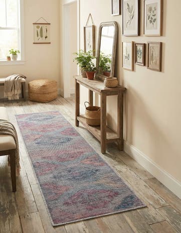Antique Blue Washable Sisu Runner Rug