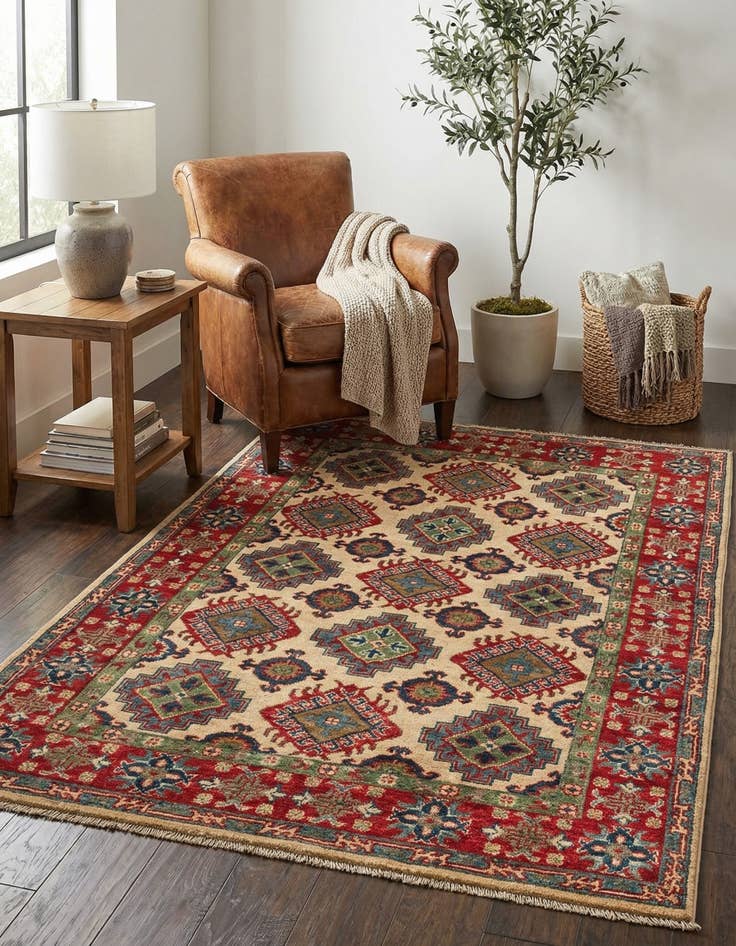 Detail image of 4' x 5' 7  Hand Knotted Kazak Rug