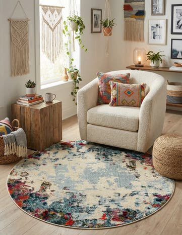4' x 4' Washable Theia Round Rug