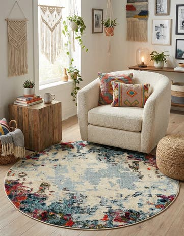 4' x 4' Washable Theia Round Rug