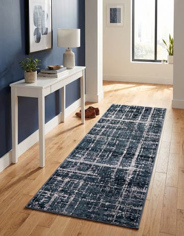 Jill Zarin Navy Blue Uptown Lexington Avenue Runner Rug