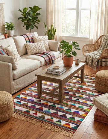 4' 1 x 6' 1 Hand Woven Chindi Trellis Rug