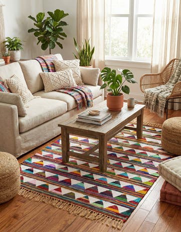 4' 1 x 6' 1 Hand Woven Chindi Trellis Rug