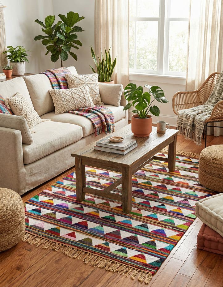 4' 1 x 6' 1 Hand Woven Chindi Trellis Rug