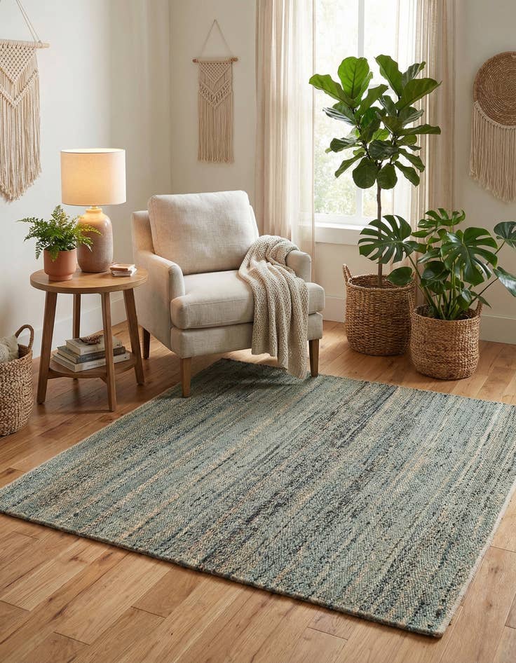 Detail image of  4' 1 x 4' 1  Hand Woven Palm Beach Jute Square Rug