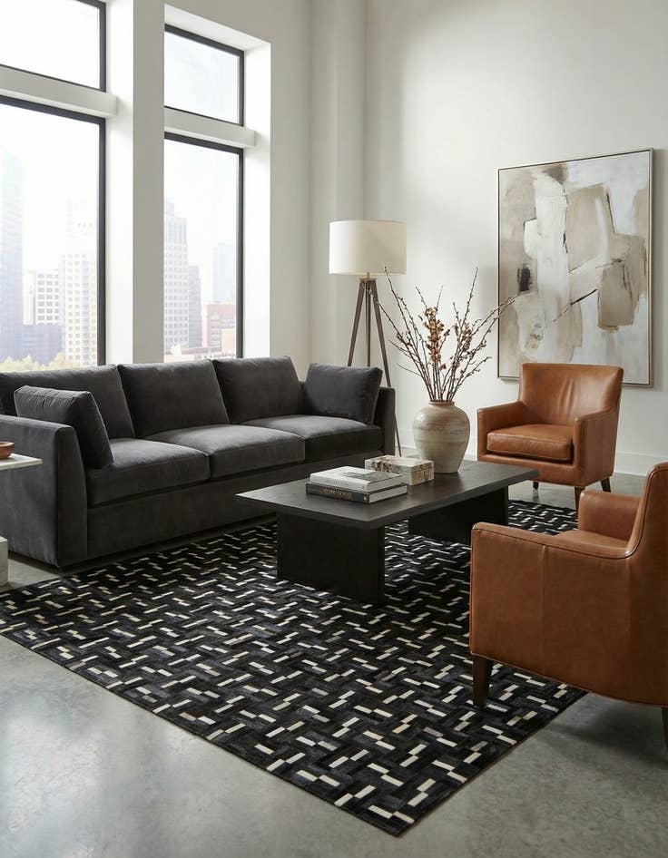 Detail image of 7' 10 x 10' Cowhide Leather Rug