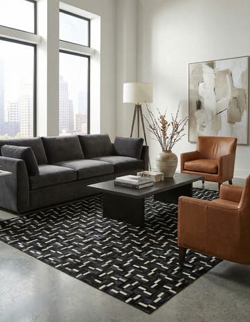 7' 10 x 10' Cowhide Leather Rug