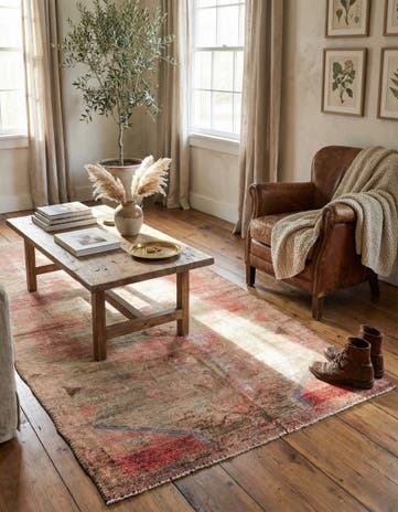 3' 7 x 7' 3 Hand Knotted Ultra Vintage Persian Wool Runner Rug