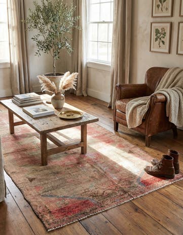 3' 7 x 7' 3 Hand Knotted Ultra Vintage Persian Wool Runner Rug