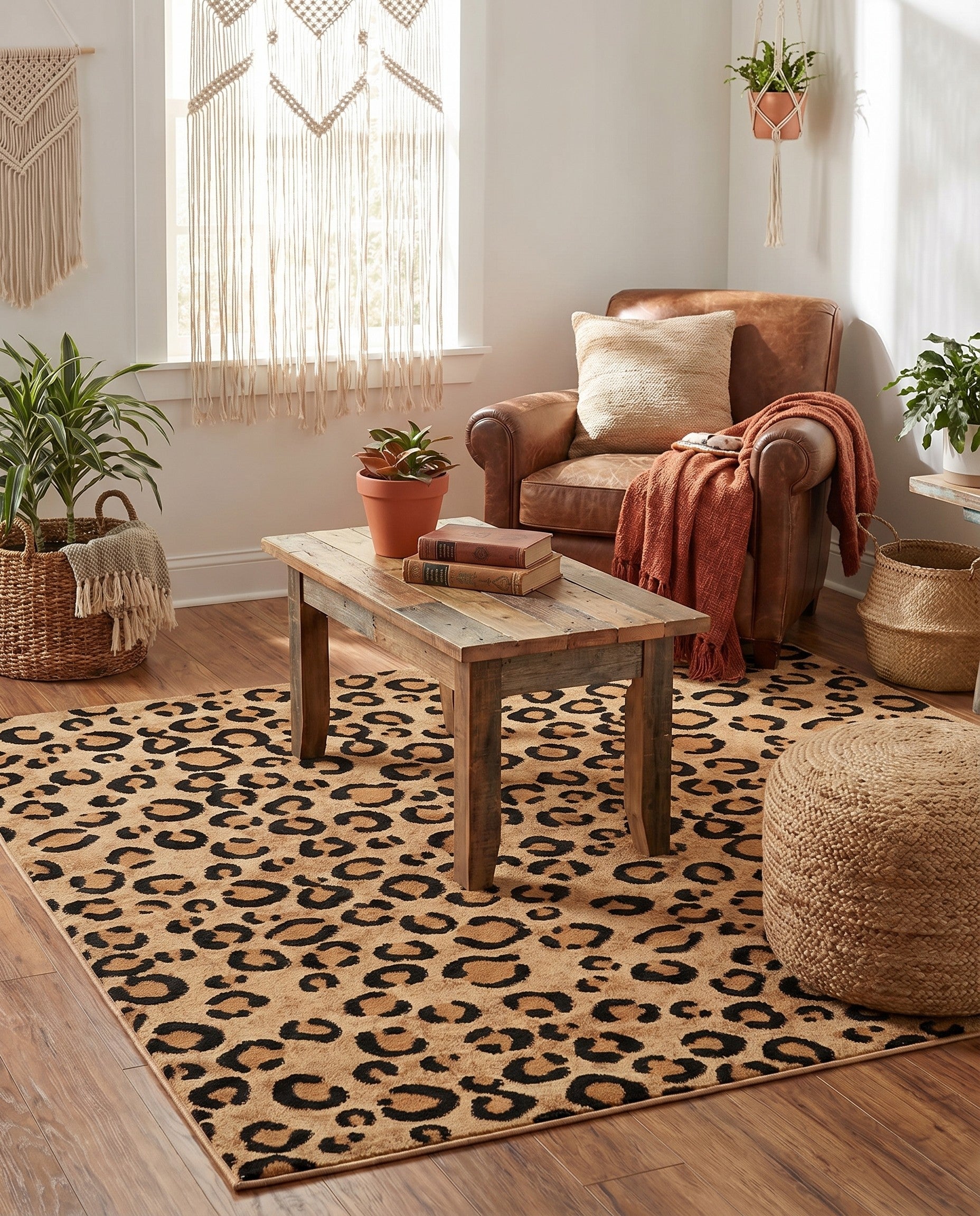 Light Brown Savannah Square Rug
