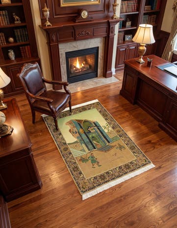 3' 3 x 4' 9 Hand Knotted Tabriz Persian Wool Rug