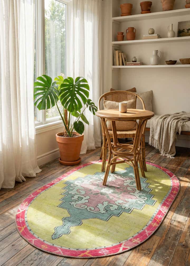 4' x 6' Washable Timeless Oval Rug