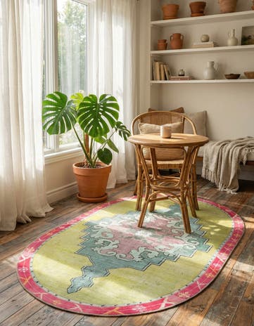 4' x 6' Washable Timeless Oval Rug