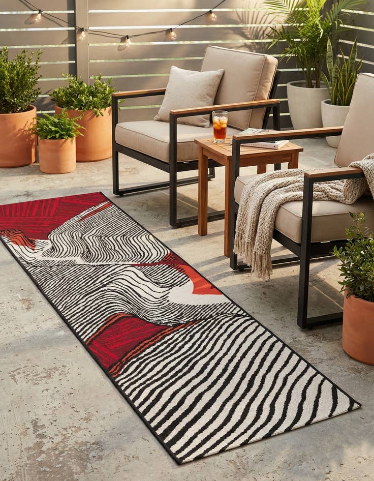 Detail image of 2' x 6' Easy-Clean Modern Indoor / Outdoor Runner Rug