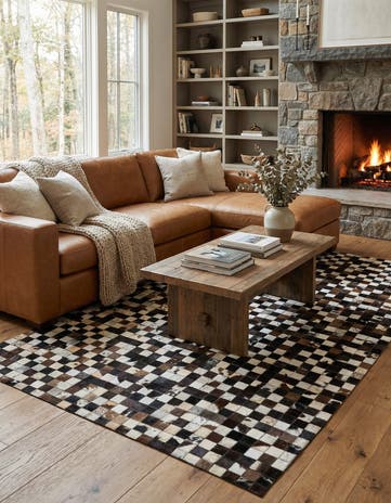 5' 1 x 8' Cowhide Leather Rug