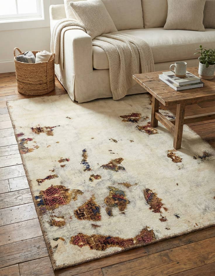 Detail image of  4' x 5' 9  Hand Knotted Ultra Vintage Persian Wool Rug