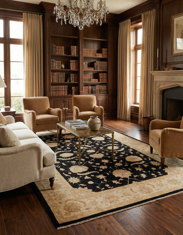 Detail image of 6' 7 x 9' 10  Hand Knotted Peshawar Ziegler Rug