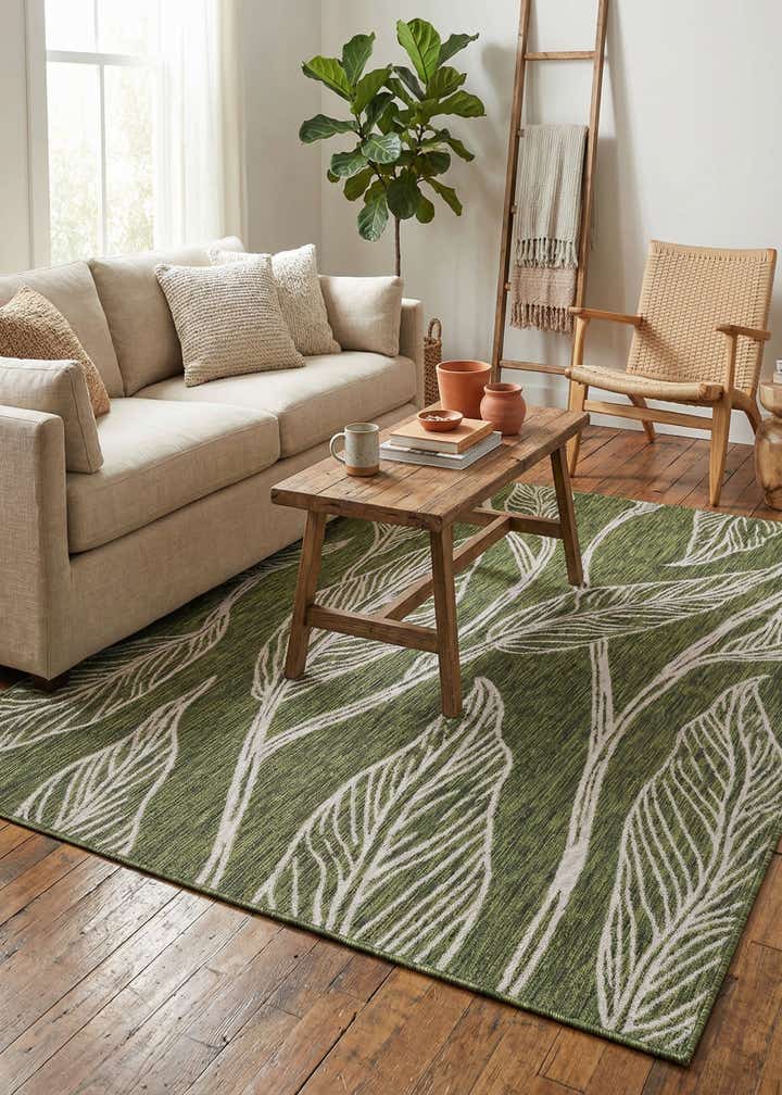 6' x 9' Easy-Clean Botanical Indoor / Outdoor Rug