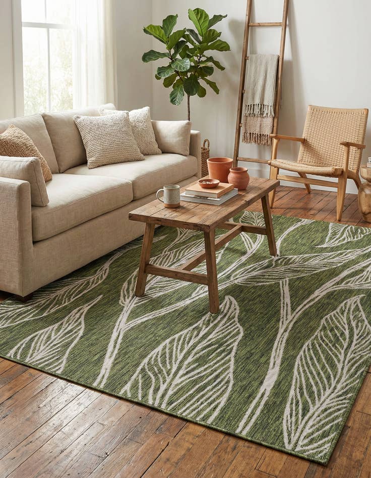 Detail image of 6' x 9' Easy-Clean Botanical Indoor / Outdoor Rug